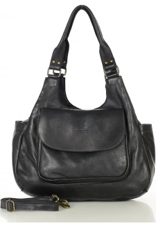 MARCO MAZZINI  černá kožená retro kabelka