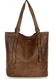 MARCO MAZZINI hnědá prostorná kožená shopper kabelka