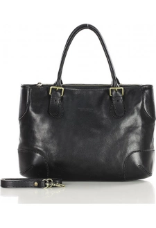MARCO MAZZINI černá kožená shopper kabelka
