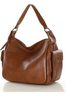 MARCO MAZZINI camel středně velká kožená kabelka