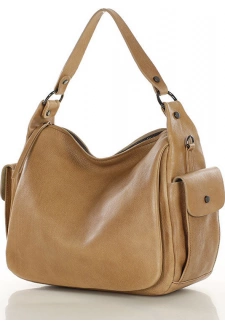 MARCO MAZZINI béžová středně velká kožená kabelka