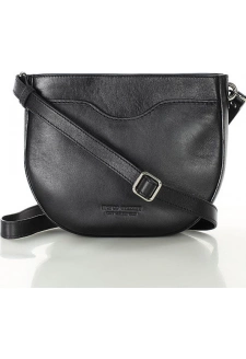 MARCO MAZZINI Černá kožená crossbody kabelka ve tvaru podkovy