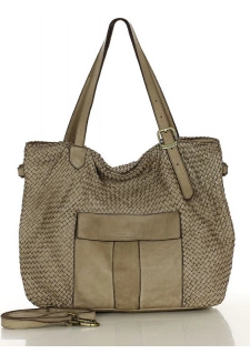 MARCO MAZZINI Velká béžová tkaná kabelka