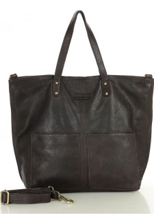MARCO MAZZINI Tmavě hnědá dámská shopper kabelka z velbloudí kůže