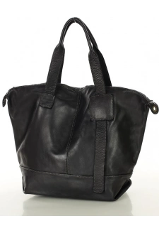 MARCO MAZZINI Černá dámská prostorná kožená shopper kabelka