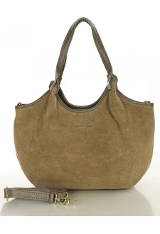 MARCO MAZZINI Béžová taupe semišová hobo kabelka