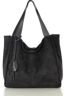 MARCO MAZZINI Černá semišová shopper kabelka