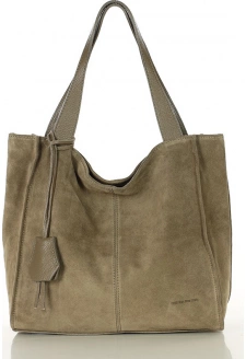 MARCO MAZZINI Béžová taupe semišová shopper kabelka