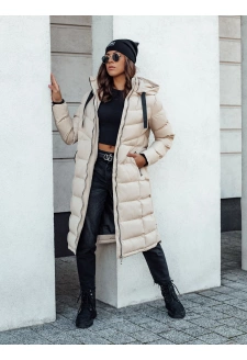 Dámská zimní prošívaná bunda s kapucí MENSI béžová Dstreet TY4585