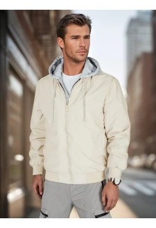 Kurtka męska bomberka z kapturem biała Dstreet TX5020