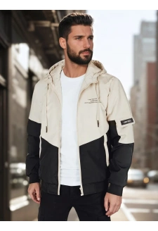 Kurtka męska przejściowa z kapturem beżowa Dstreet TX5027