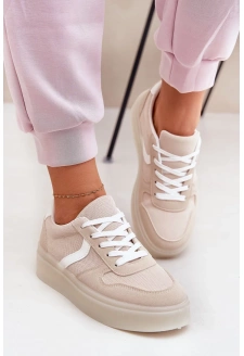 Dámské nízké tenisky na platformě – béžové Telmira