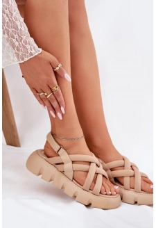 Dámské sandály na platformě s pásky – béžové Filamira