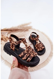 Dívčí sandálky s ozdobným detailem s panterkovým vzorem – Serina