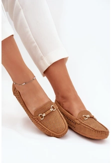 Dámské perforované mokasíny s ozdobou Kaydance – camel