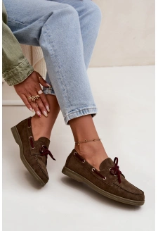 Dámské polobotky mokasíny se šněrováním Calivra – tmavě zelené