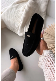 Dámské mokasíny s malým zlatým detailem – černé Sarivelle