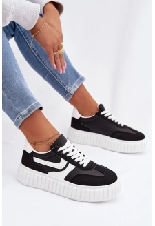 Dámské sneakersy na platformě z eko semiše Cadrina – černé