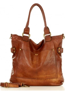 Hnědá kožená kabelka MARCO MAZZINI