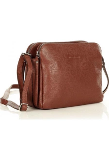 MARCO MAZZINI Hnědá dvoukomorová kožená crossbody kabelka