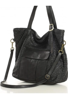 MARCO MAZZINI Velká černá tkaná kabelka