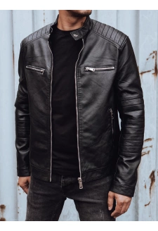 Černá pánská kožená bunda Dstreet TX4736