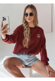 Bluza damska oversize z haftem SOFTSLON bordowa Dstreet BY1430