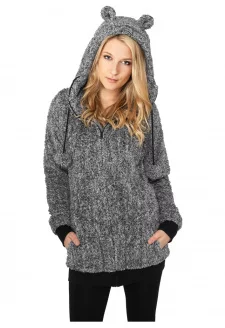 Dámská Melange Teddy Zip Hoody blk/wht