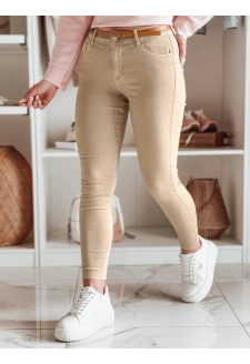 Spodnie damskie jeansowe CLARET z paskiem w zestawie jasnobrązowe Dstreet UY2455