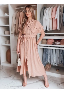 Sukienka maxi lniana SUNNI LOVE różowa Dstreet EY2609