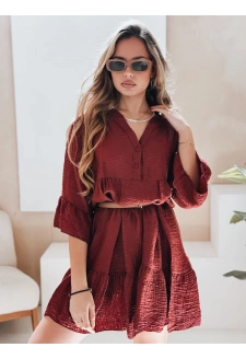 Sukienka letnia muślinowa LYVONNE bordowa Dstreet EY2614