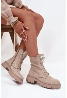 Dámské workery s krystalky na jazyku Rosira – světle béžové