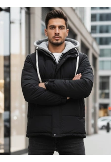 Kurtka męska zimowa pikowana z kapturem czarna Dstreet TX5104