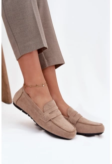 Dámské loafersy mokasíny s plochou podrážkou Roseline – béžové