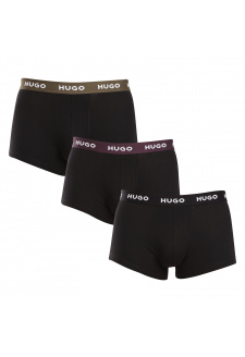 3PACK pánské boxerky HUGO černé