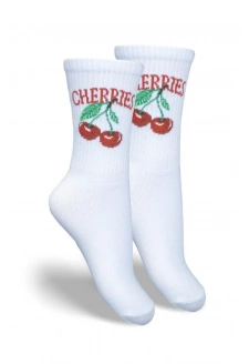 Dětské a juniorské ponožky CHERRIES – bílé