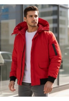 Kurtka męska zimowa z kapturem czerwona Dstreet TX4983