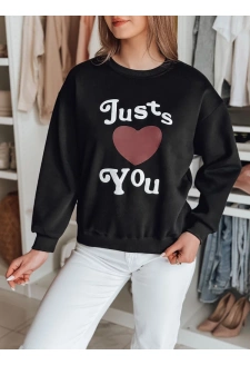 Bluza damska oversize z nadrukiem JUST LOVE YOU czarna Dstreet BY1472