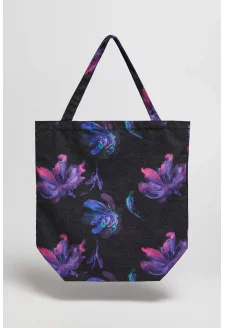 Bavlněná taška s květinami MOODO - černá