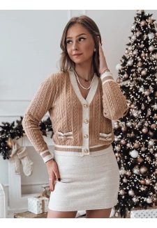 Dámský rozepínací svetr FUZZY v barvě camel Dstreet MY2369