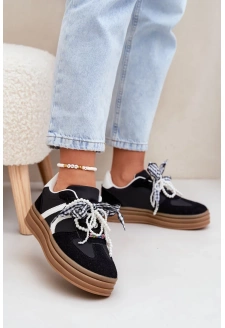 Dámské tenisky na platformě s ozdobami – černé Vinness