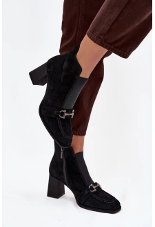 Dámské semišové botky na podpatku Artiker – černé