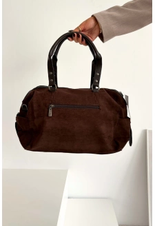 Dámská kabelka z eko semiše Gressa – čokoládová