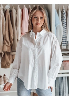 Koszula damska oversize z dłuższym tyłem BLUOSIZE biała Dstreet DY0457