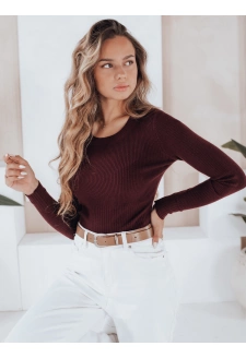 Damski sweter prążkowany NOLVIE bordowy Dstreet MY2493