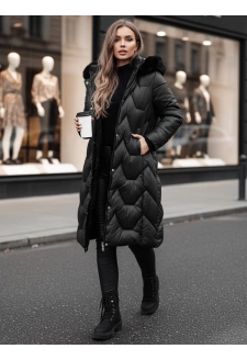 Kurtka damska pikowana długa WINTERACT czarna Dstreet TY4775z
