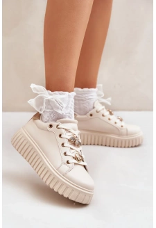 Dámské sneakersy s připínacími ozdobami Grelesi – béžové