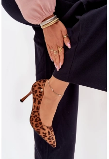 Dámské lodičky s leopardím vzorem Vinceza – hnědé