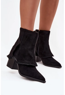 Dámská kotníková obuv na sloupku s vyvýšenou manžetou Idalia – černé