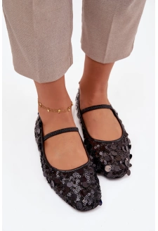 Dámské baleríny zdobené flitry Terlina – černé